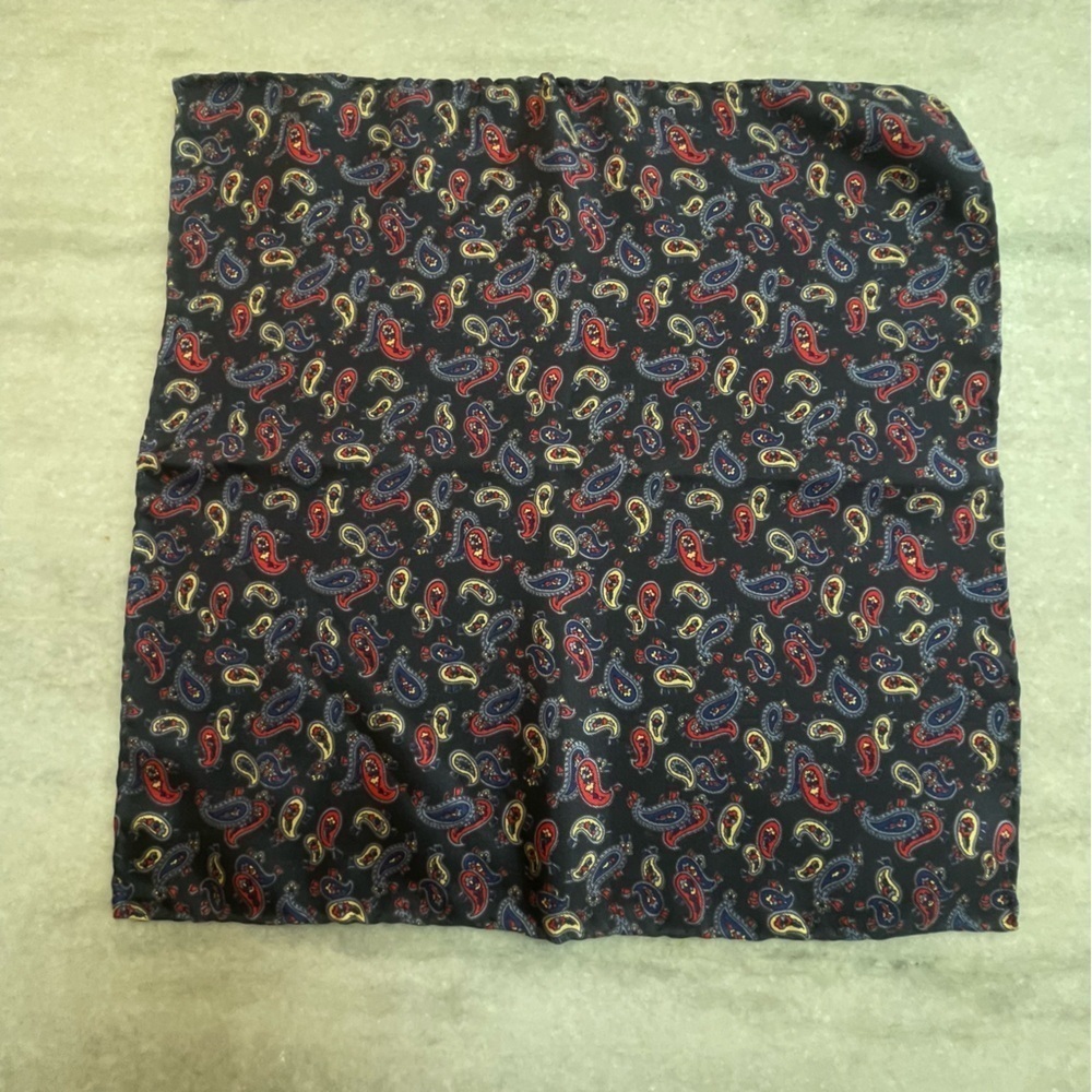 Hilditch and Key Silk Scarf Paisley Blue Vintage